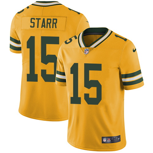 Nike Packers #15 Bart Starr Yellow Men's Stitched NFL Limited Rush Jersey